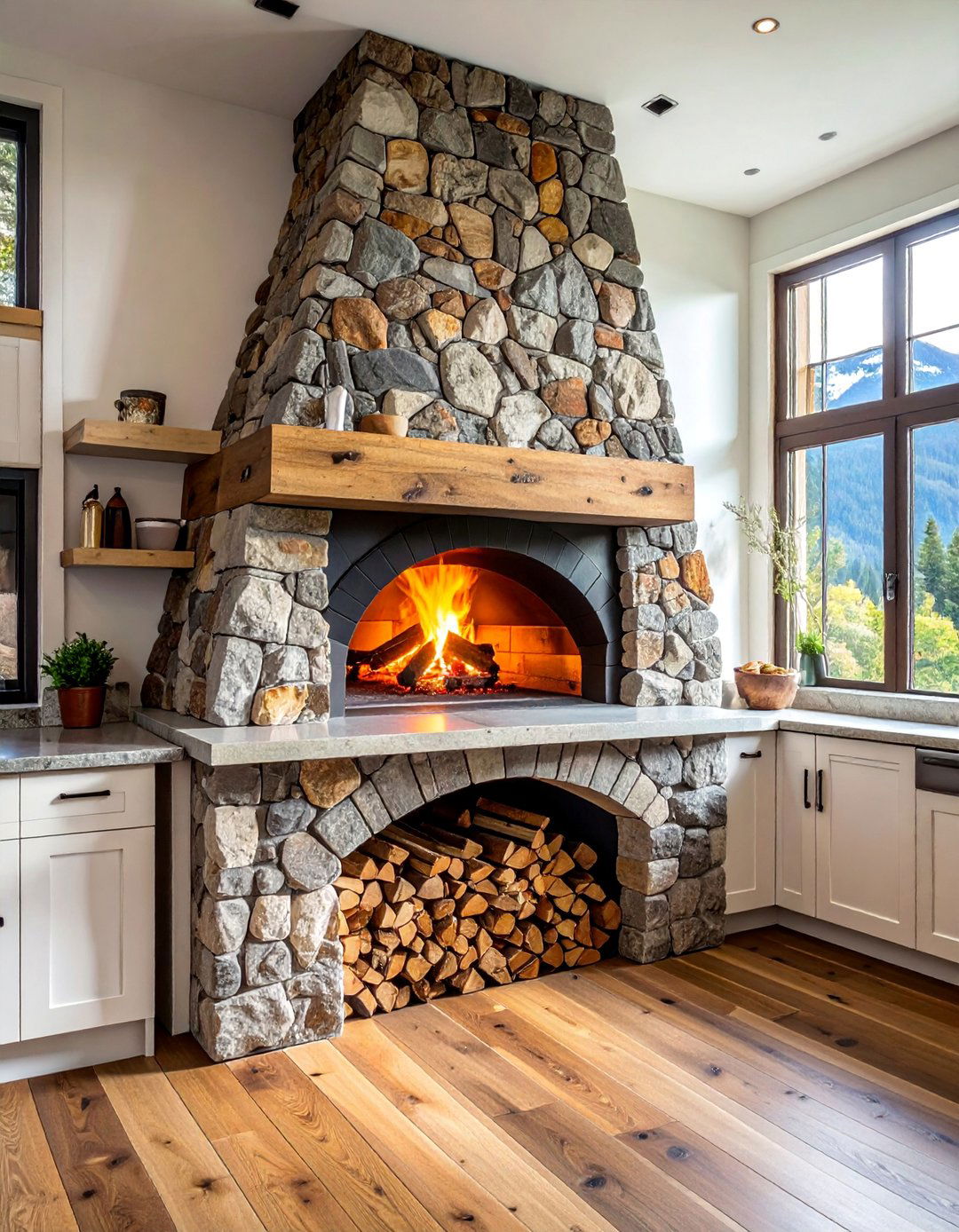 Mountain House Kitchen with a Stone Pizza Oven - 20 Mountain House Kitchen Ideas for a Rustic and Inviting Space