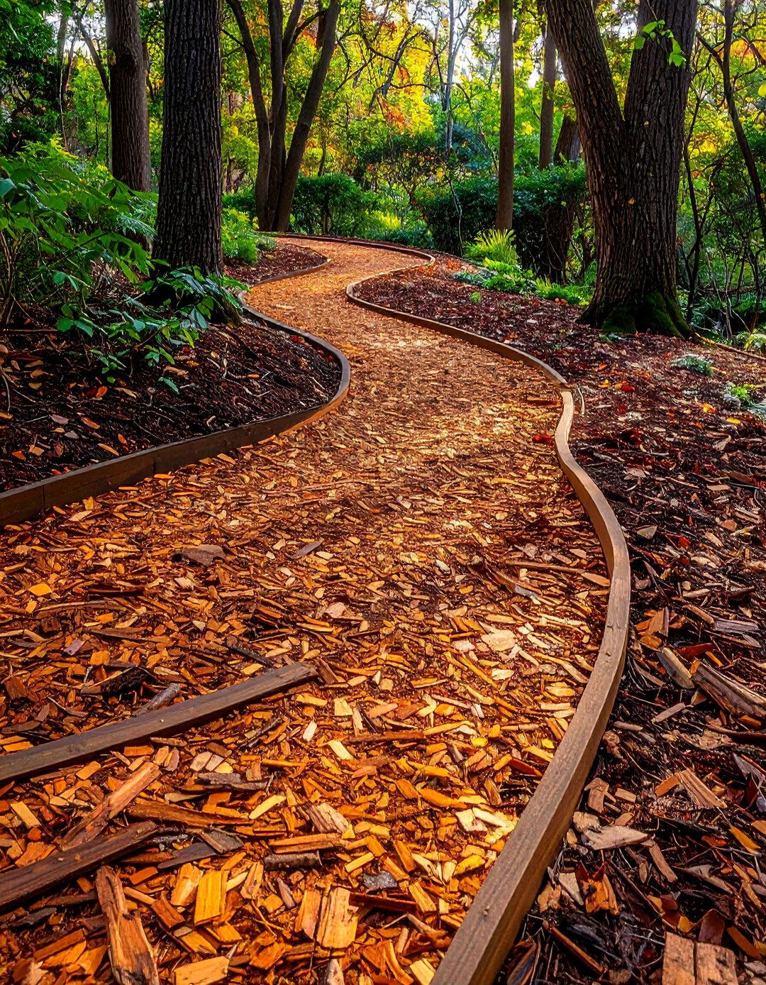Mulch and Wood Chip Curved Paths - 25 Curved Walkway Ideas for a Unique Outdoor Space