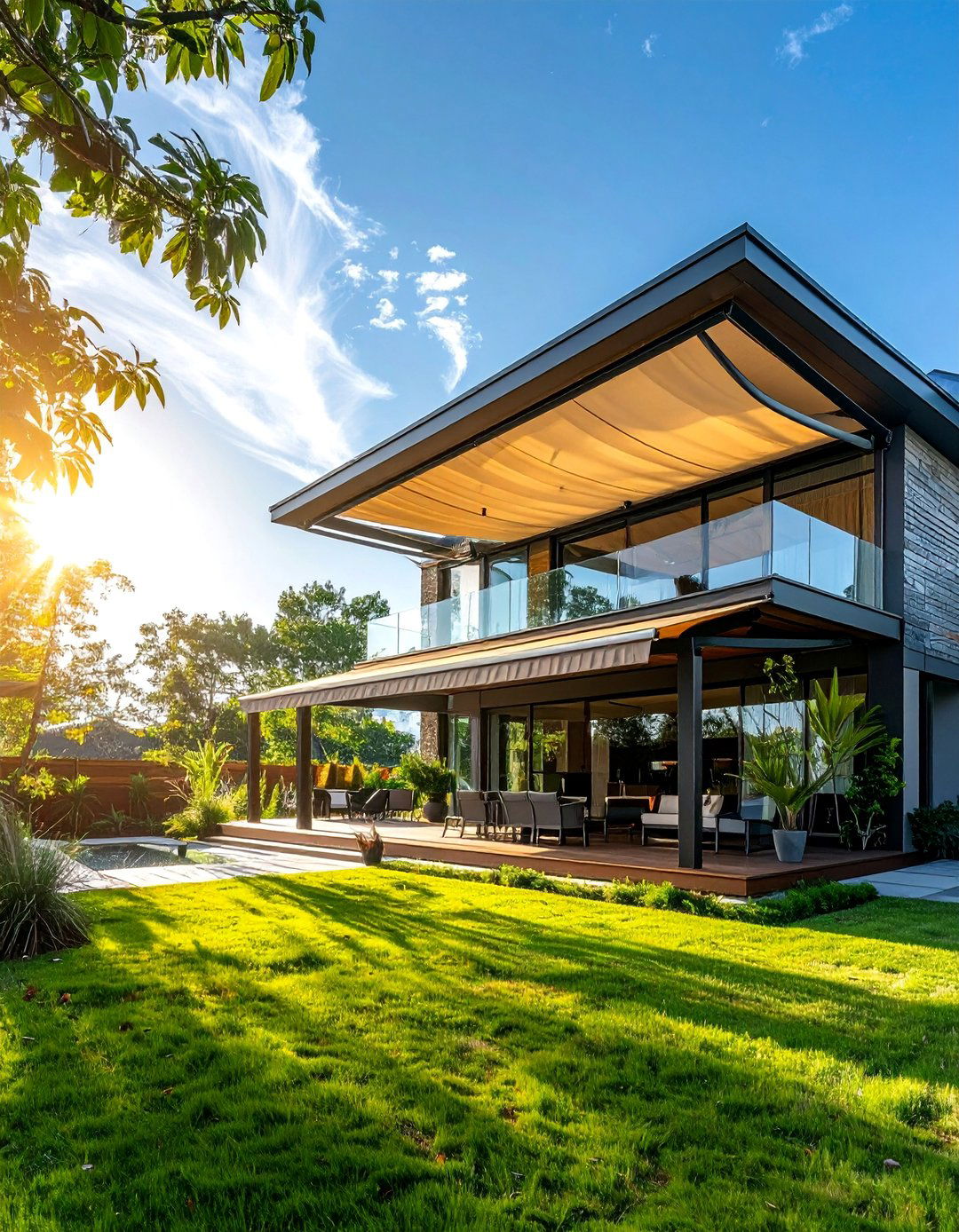 Multi Level Deck Awnings for Complex Spaces - 40 Shade Ideas for Comfortable Outdoor Living Spaces