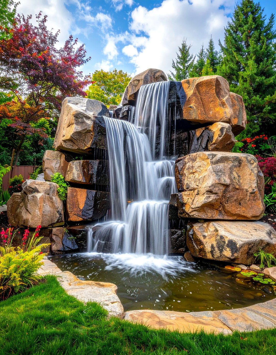 Multi Tier Boulder Waterfall - 15 Pondless Waterfall Ideas for Low-Maintenance Beauty