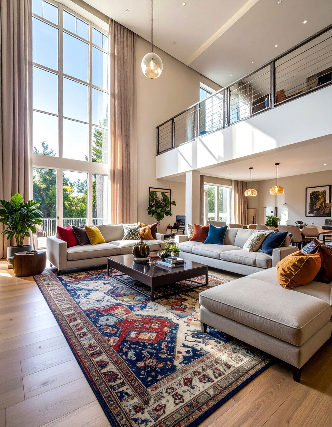 Multi Zone Layout Planning - 25 High Ceiling Living Room Ideas to Maximize Your Space