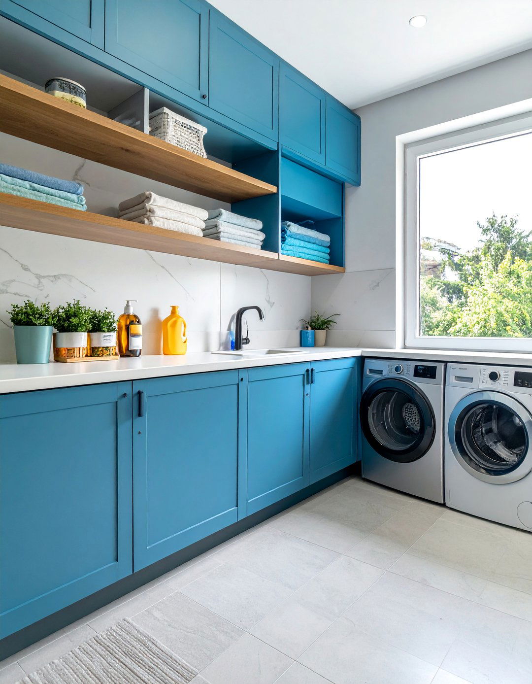 Multipurpose Countertop Workspace - 15 Smart Small Laundry Room Ideas with Top Load Washer