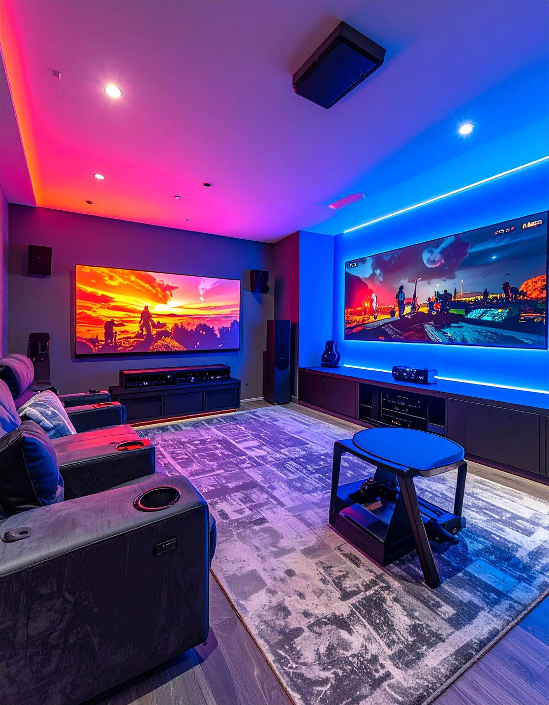 Multipurpose Game Room Theater - 40 Small Home Theater Ideas for Movie Nights