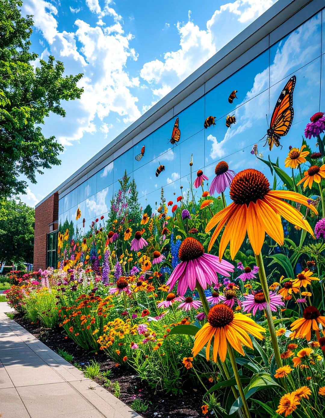 Native Pollinator Garden Flower Mural on a Building - 15 Flower Murals on Buildings Ideas for Urban Beauty
