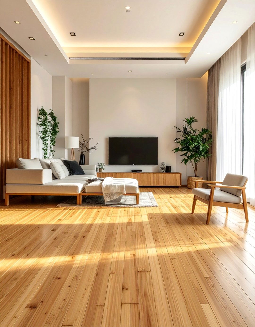Natural Bamboo Flooring - 25 Asian Living Room Ideas for a Zen-Inspired Space