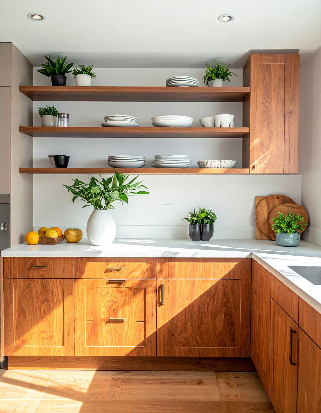 Natural Cherry Kitchen Cabinets with Open Shelving - 15 Natural Cherry Kitchen Cabinets for Warmth