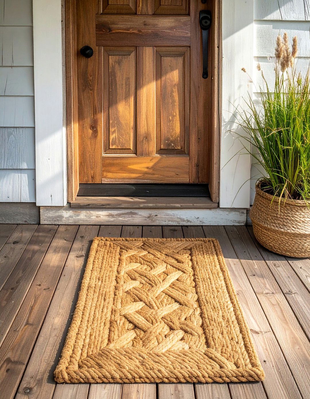 Natural Coir Rope Front Door Mat - 15 Front Door Mat Ideas to Welcome Guests in Style