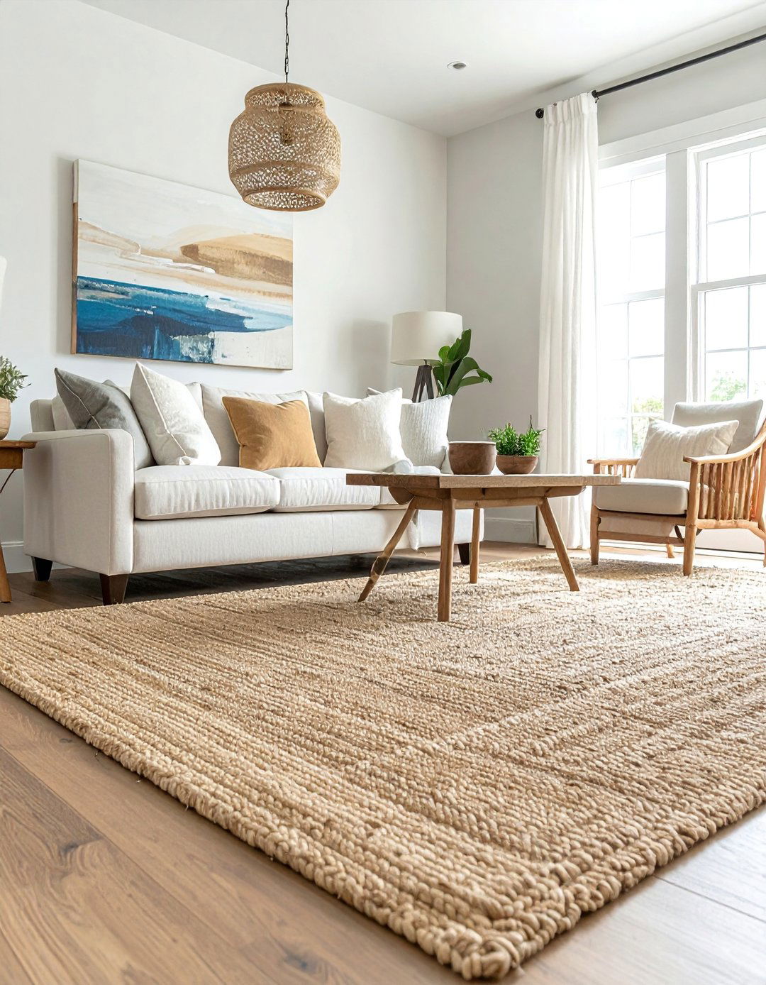 Natural Fiber Jute or Sisal Rugs - 25 Joanna Gaines Living Room Ideas for Farmhouse Style