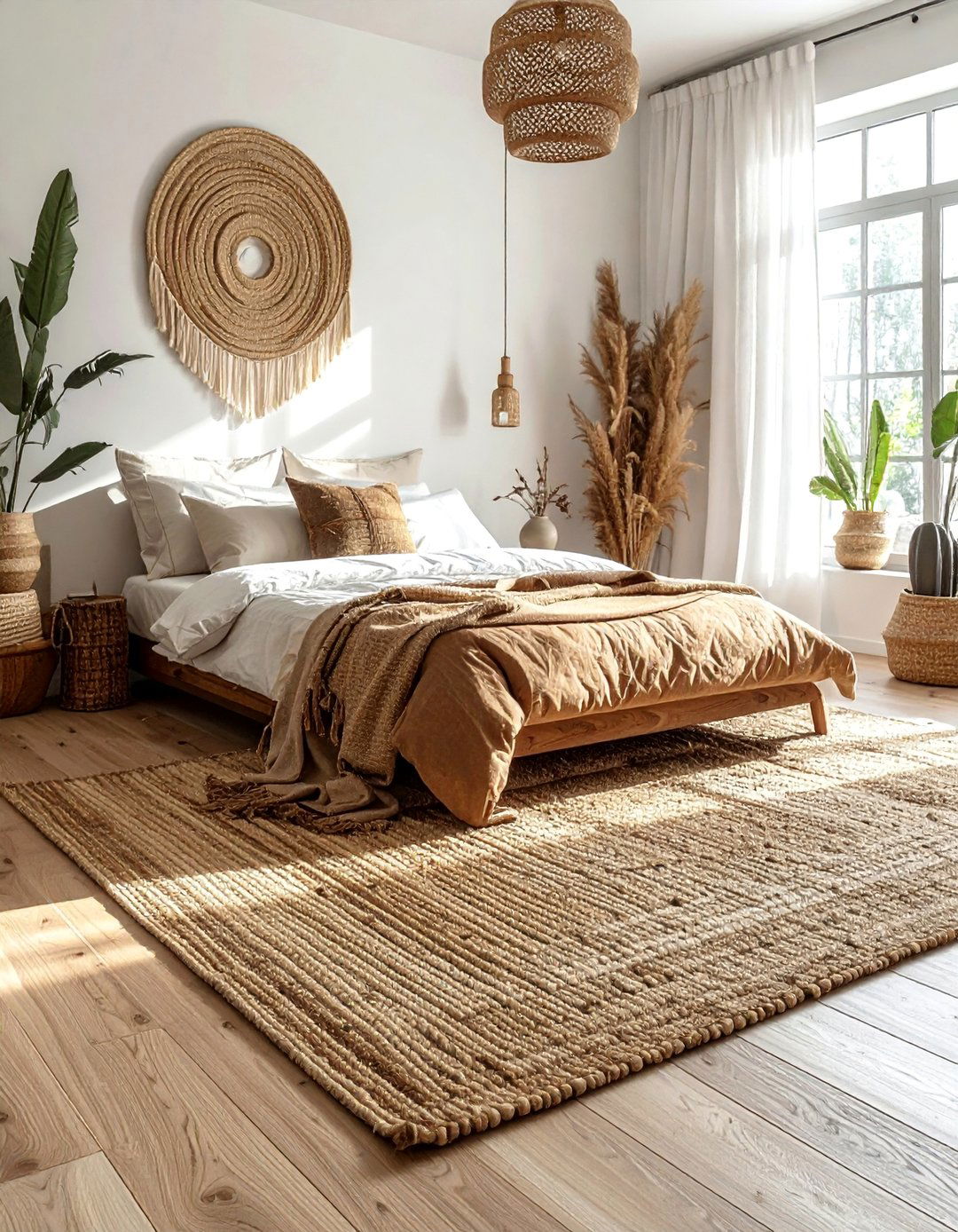 Natural Jute Rugs - 25 Hippie Bedroom Ideas for a Bohemian Retreat