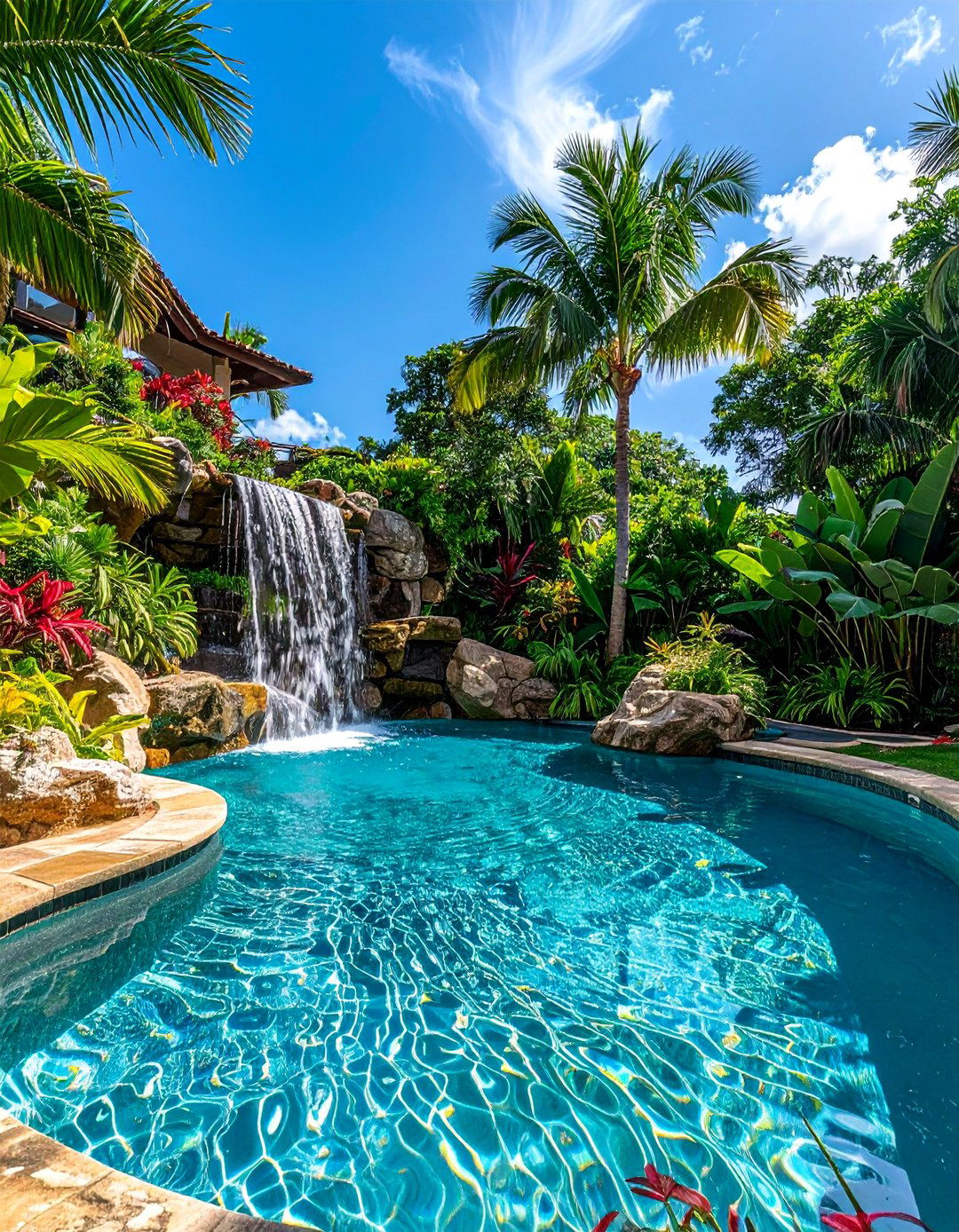 Natural Lagoon Pool with Waterfalls - 40 Swimming Pool Ideas for a Refreshing Backyard Oasis
