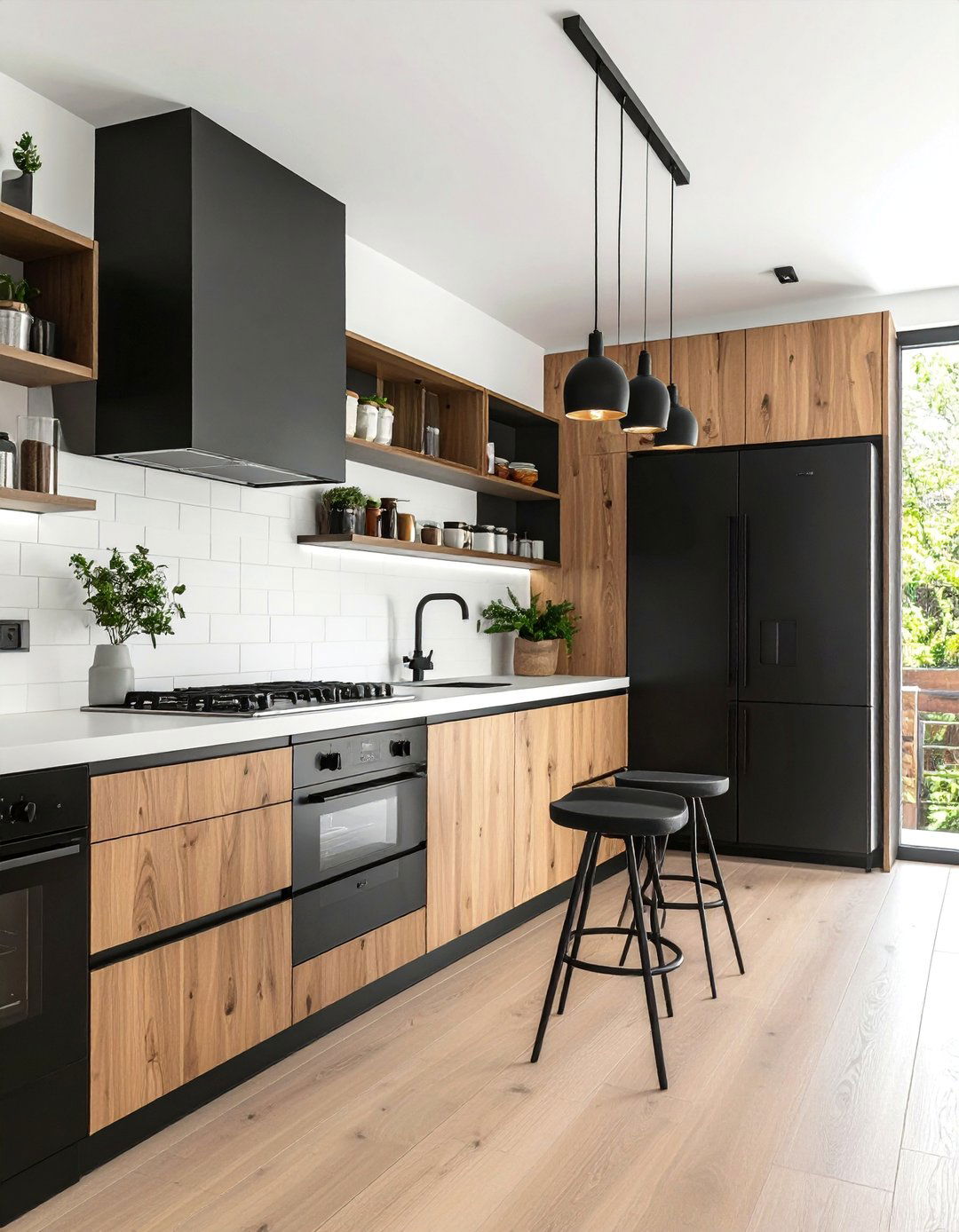 Natural Light Oak Cabinets With Black Appliances - 20 What Color Cabinets Go With Black Appliances Ideas