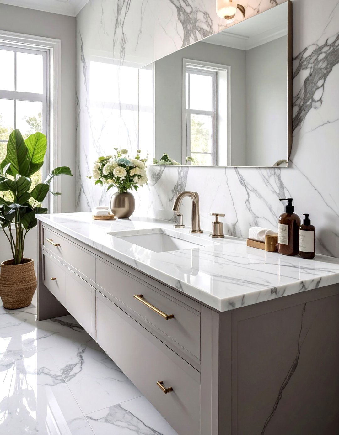Natural Marble Bathroom Countertops - 20 Bathroom Countertop Ideas for a Functional and Stylish Space
