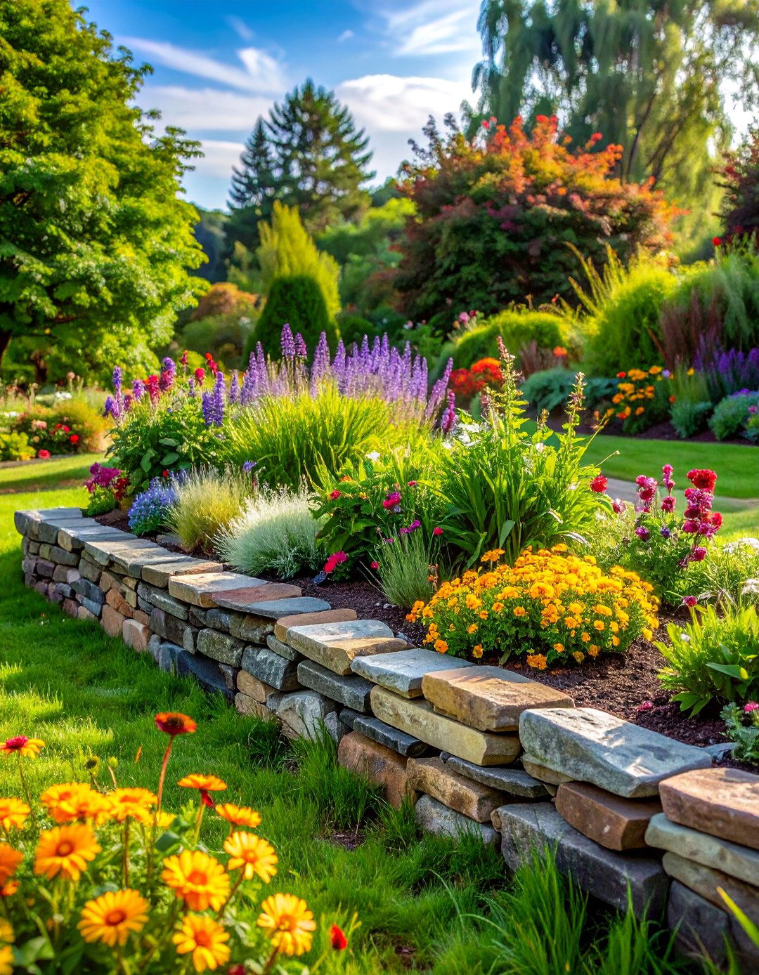 Natural Stone Borders - 25 Budget-Friendly Raised Garden Bed Ideas for Your Backyard