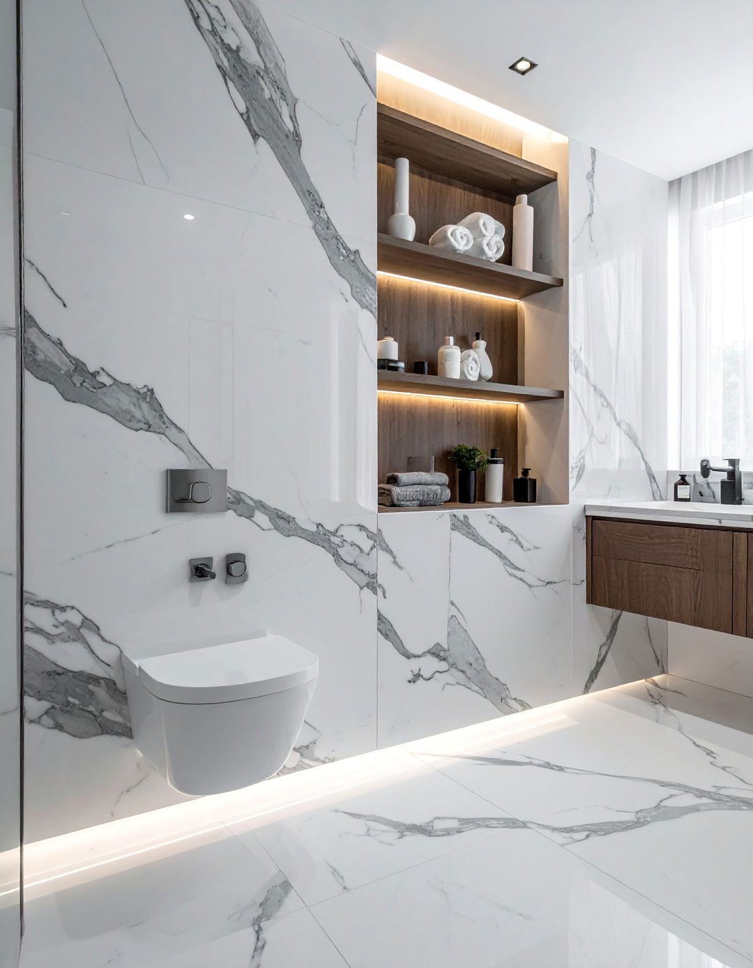Natural Stone Half Walls - 20 Bathroom Partition Ideas to Maximize Space and Privacy