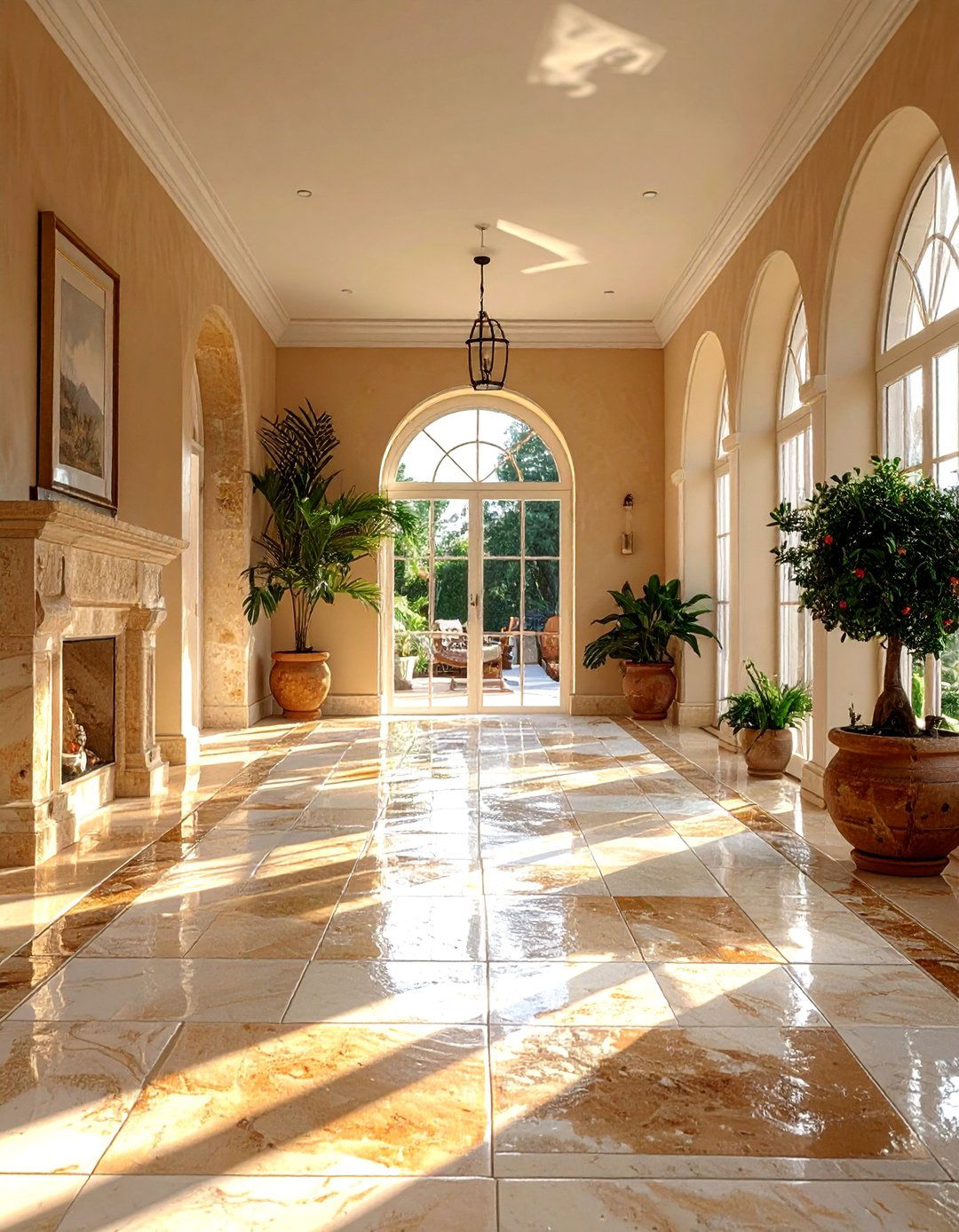 Natural Stone Travertine - 15 Sunroom Tile Floor Ideas for a Bright and Cozy Space