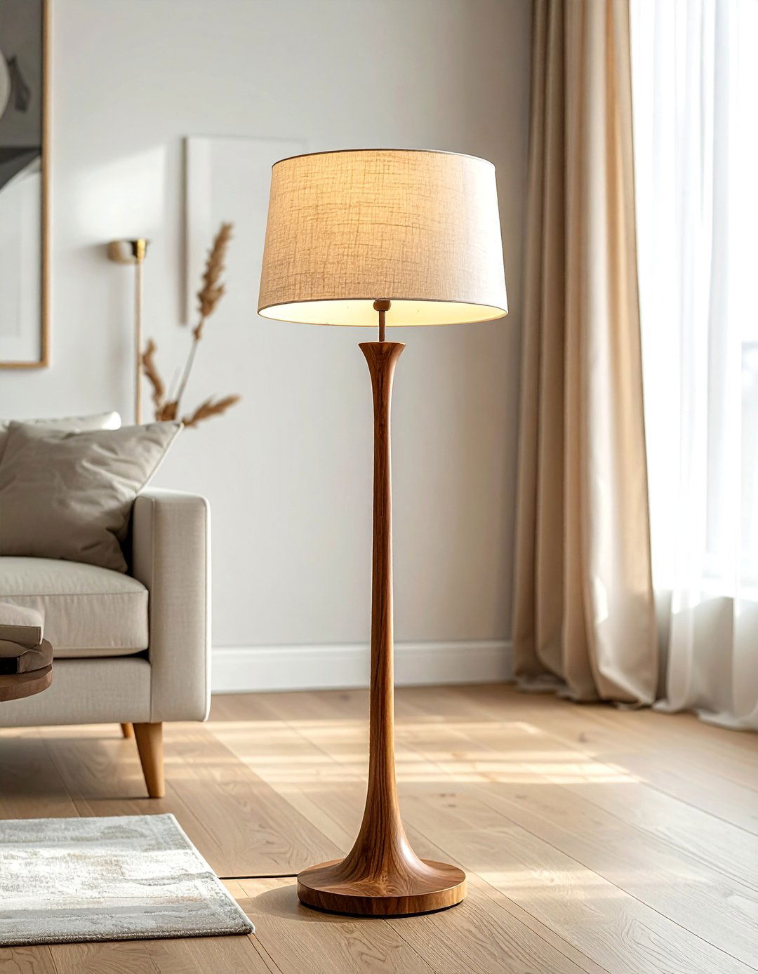 Natural Wood Floor Lamp Styles - 25 Living Room Floor Lamp Ideas for Stylish Spaces