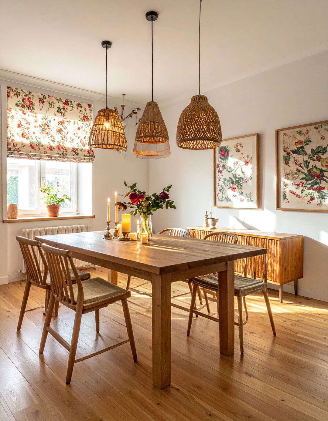 Natural Woven Lighting Elements - 30 Cottagecore Dining Room Ideas for a Cozy and Charming Space