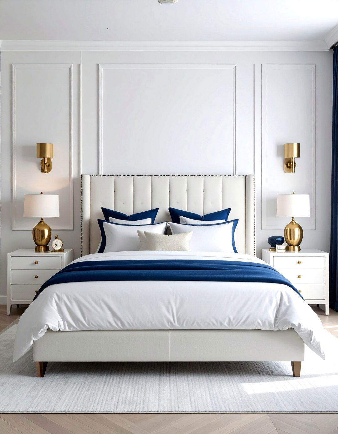 Navy Blue Accent Wall Bedroom - 25 Blue and White Bedroom Ideas for a Calm Retreat