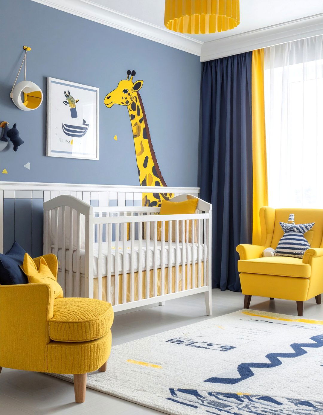 Navy and Yellow Giraffe Nautical Nursery