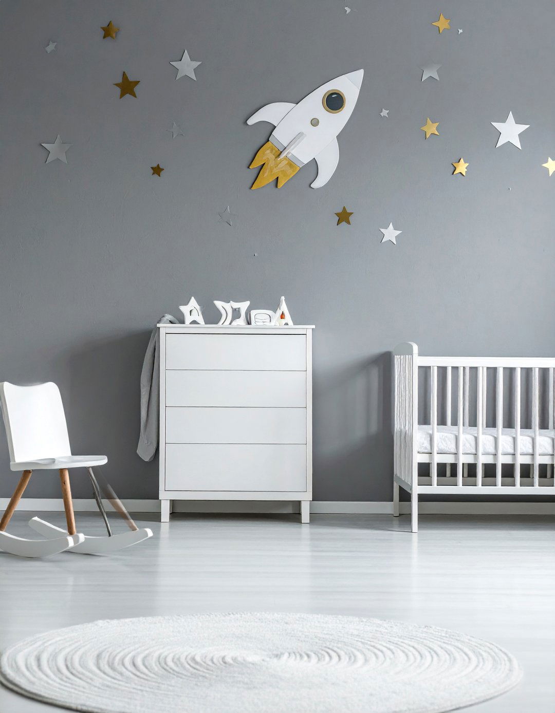 Nursery with Astronaut and Star Wall Decals - 20 Space-themed Nursery Ideas for a Galactic Adventure