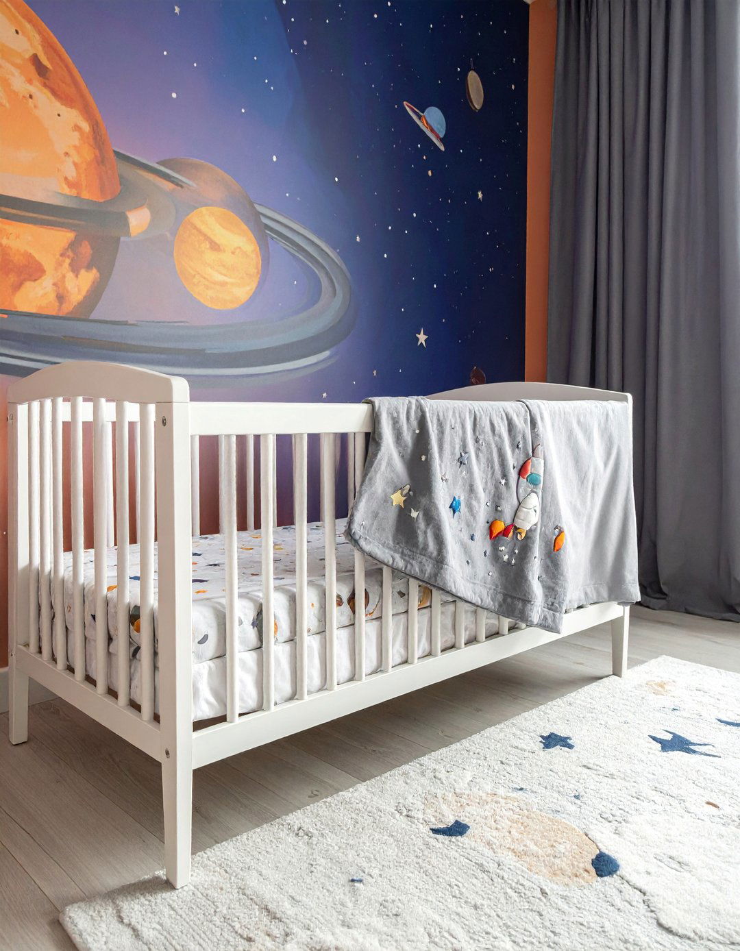 Nursery with Celestial Themed Bedding - 20 Space-themed Nursery Ideas for a Galactic Adventure