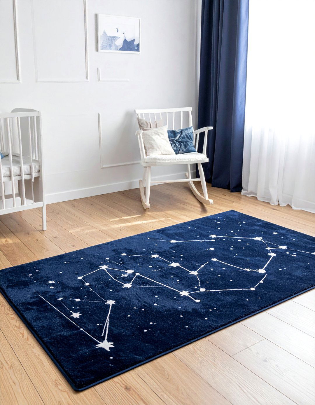 Nursery with a Constellation Patterned Rug - 20 Space-themed Nursery Ideas for a Galactic Adventure