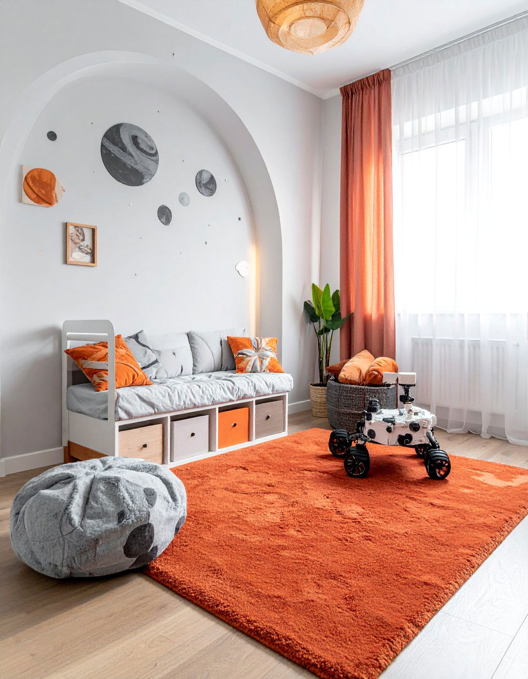 Nursery with a Mars Rover Themed Play Area - 20 Space-themed Nursery Ideas for a Galactic Adventure
