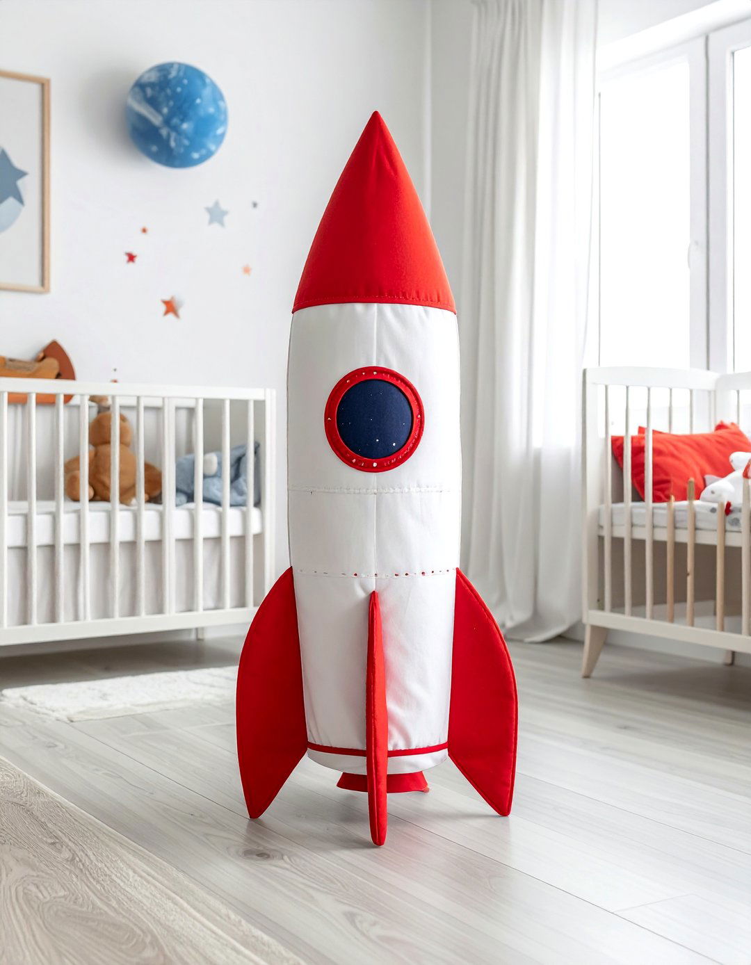 Nursery with a Rocket Ship Laundry Hamper - 20 Space-themed Nursery Ideas for a Galactic Adventure