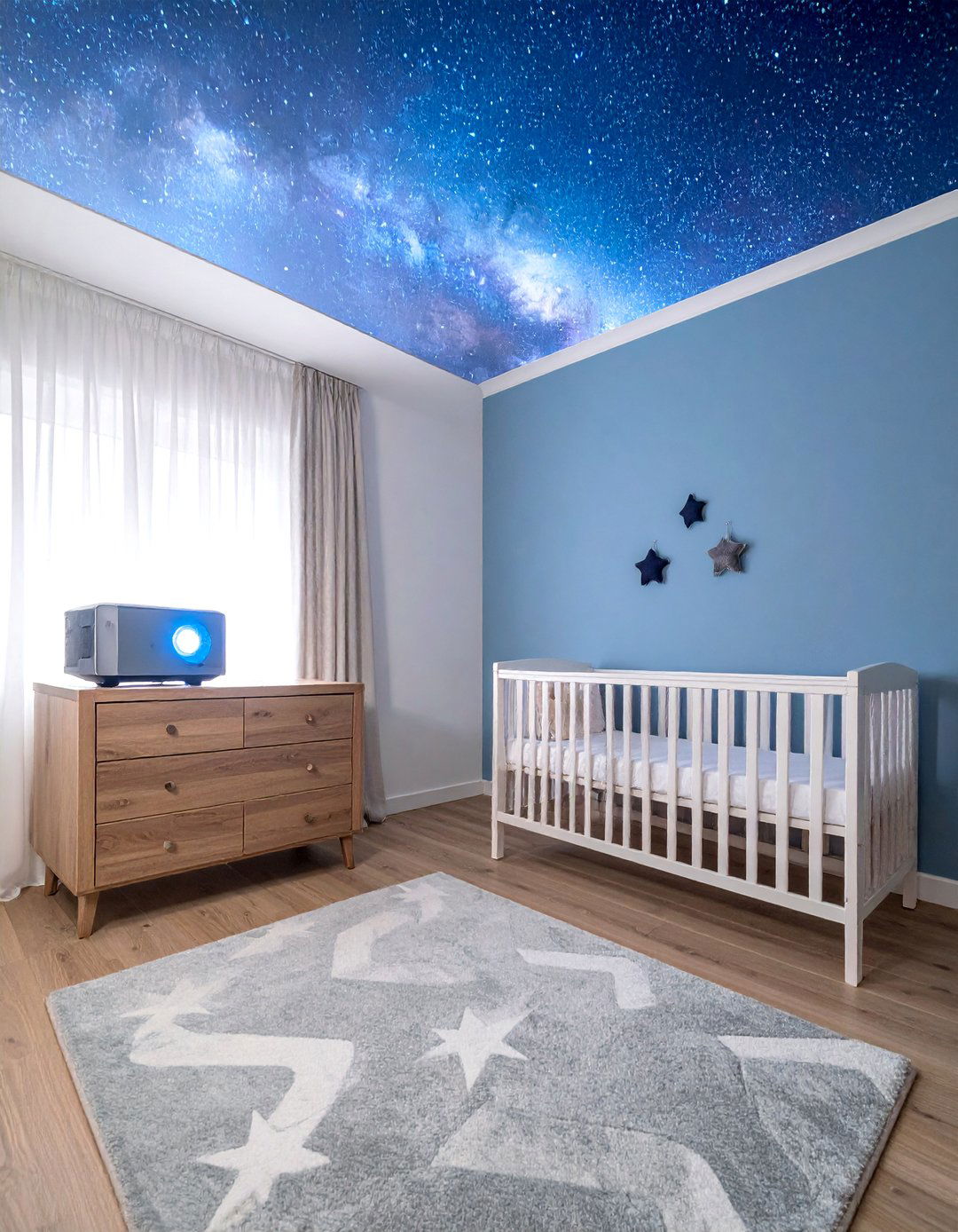 Nursery with a Star Projector - 20 Space-themed Nursery Ideas for a Galactic Adventure