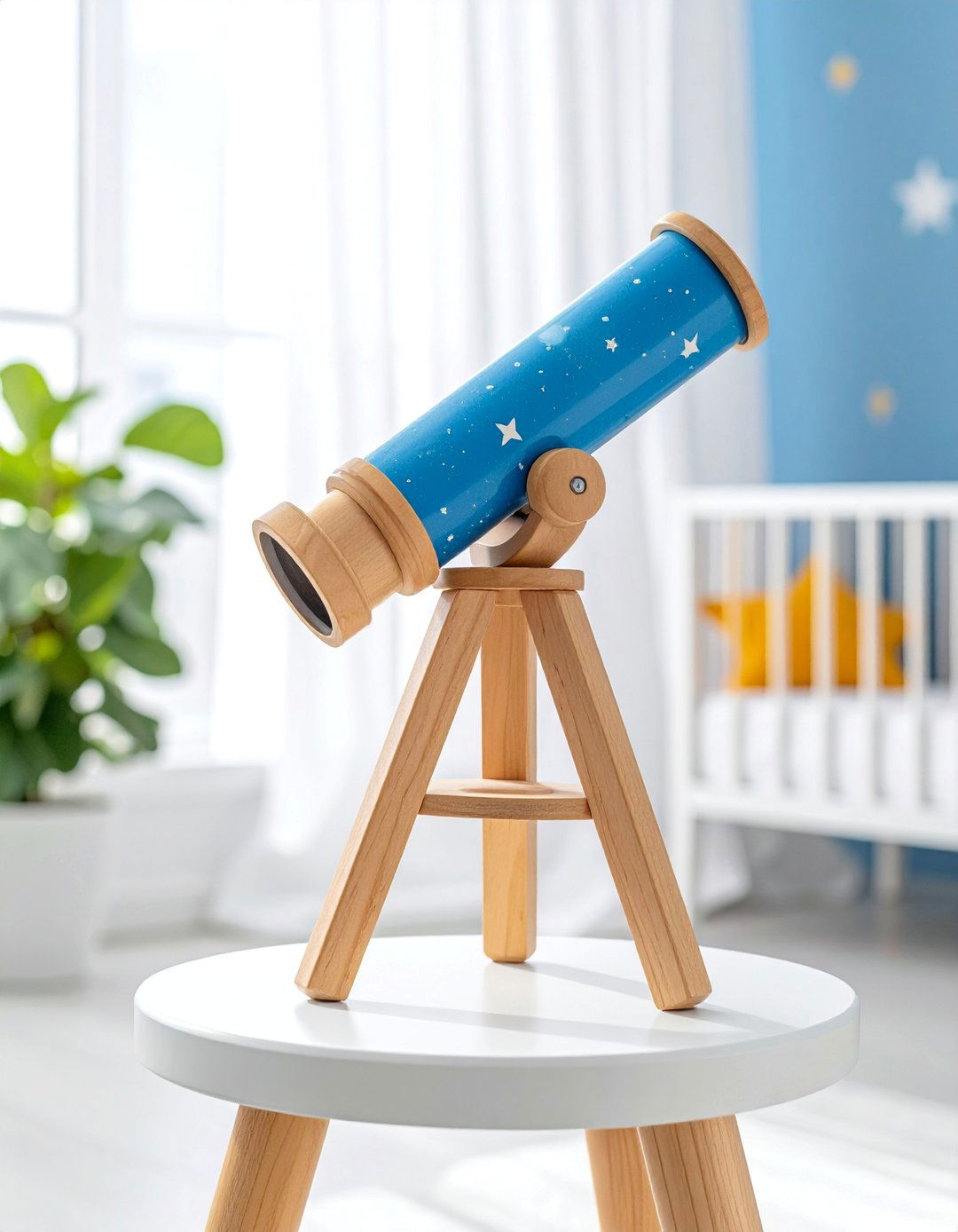 Nursery with a Telescope as a Decor Piece - 20 Space-themed Nursery Ideas for a Galactic Adventure