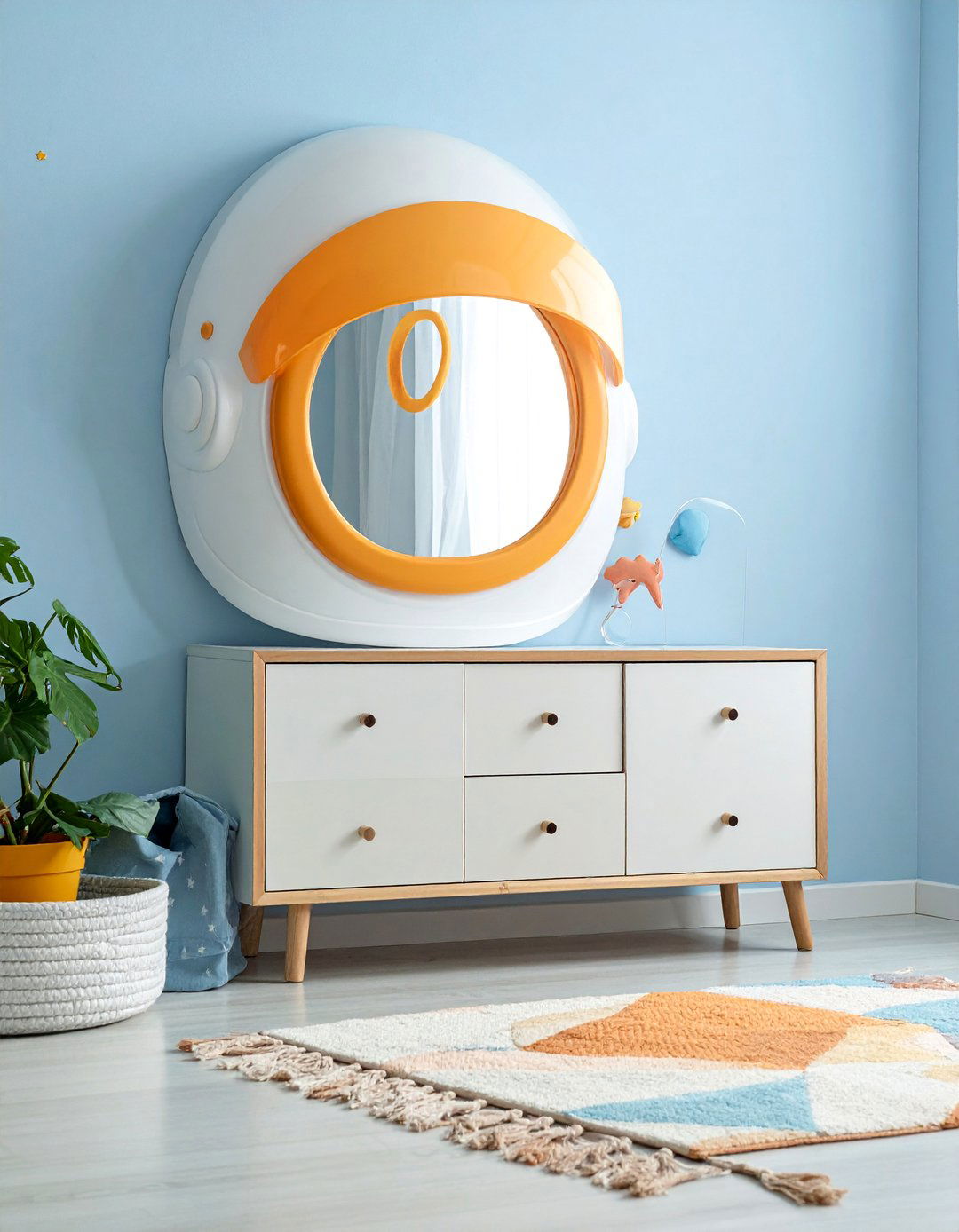 Nursery with an Astronaut Helmet Mirror - 20 Space-themed Nursery Ideas for a Galactic Adventure
