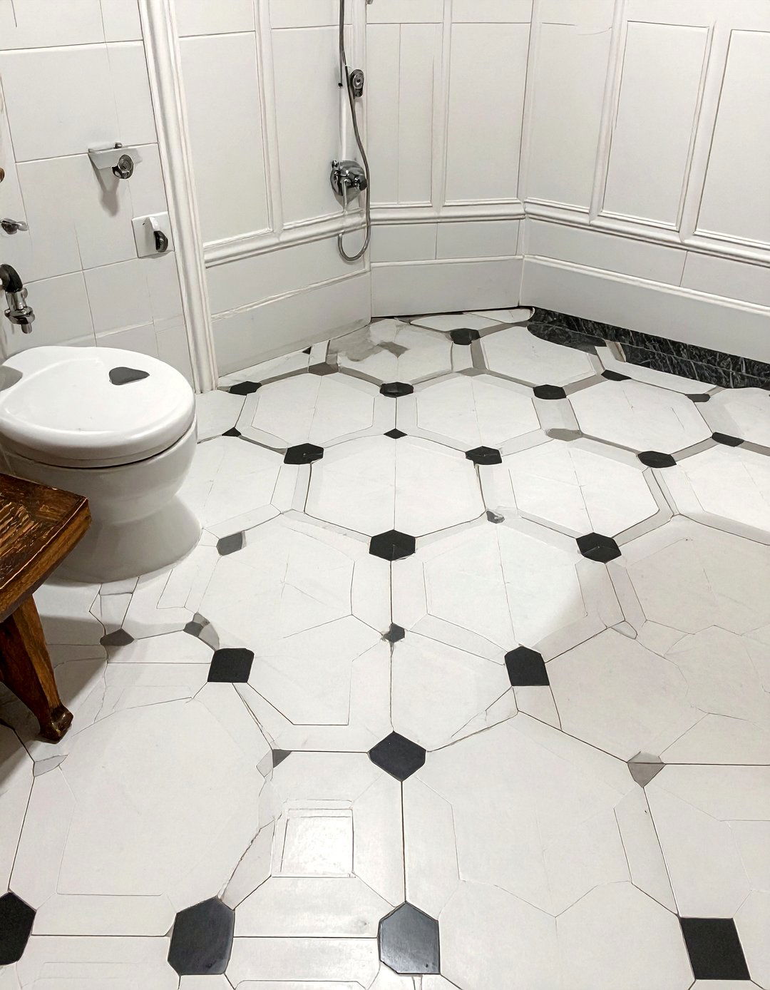 Octagon and Dot Mosaic Pattern - 20 Bathroom Mosaic Floor Tile Ideas for a Stunning Look