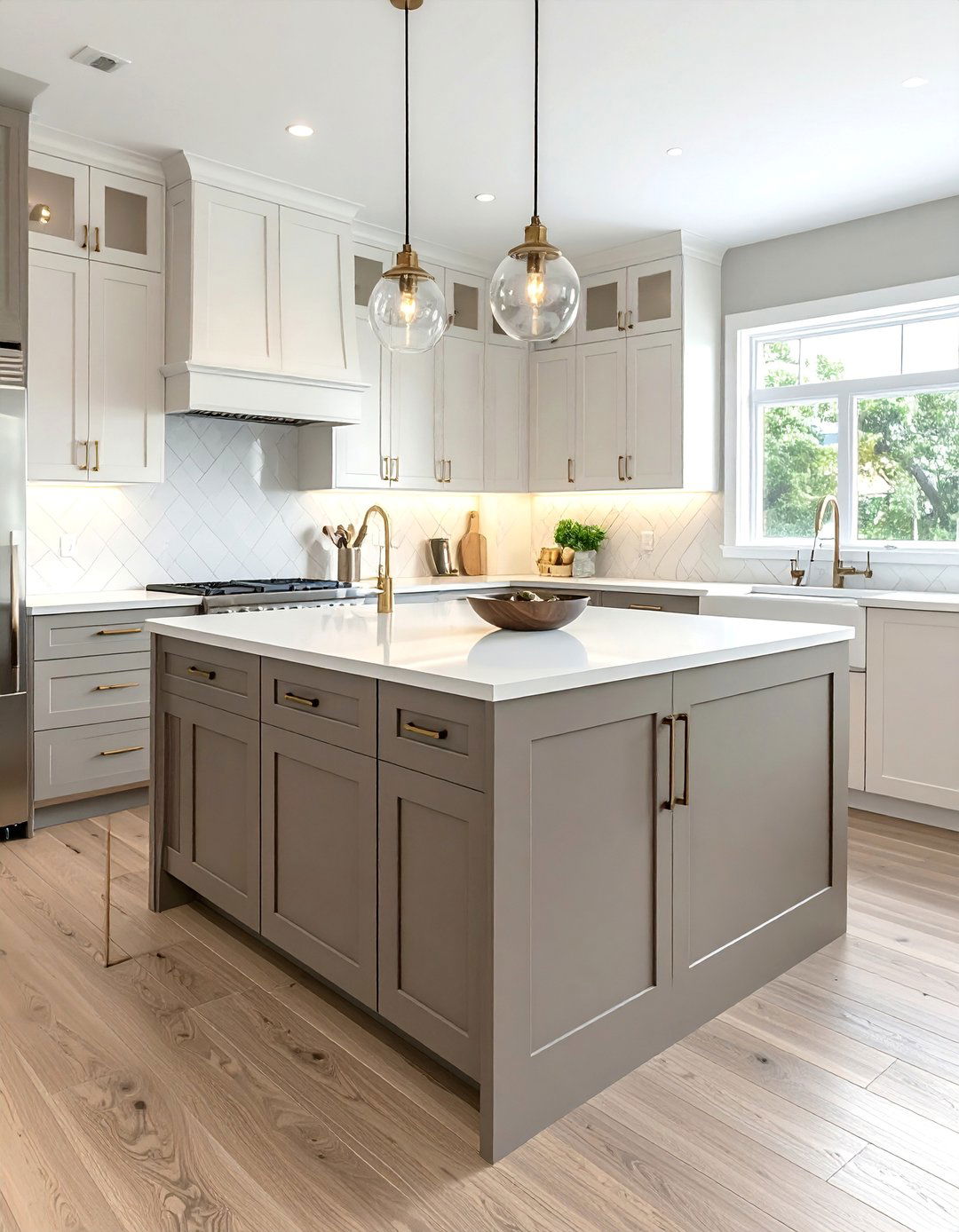 Off white Cabinets in a Two Tone Design - 15 Off-white Kitchen Cabinets for a Timeless Look