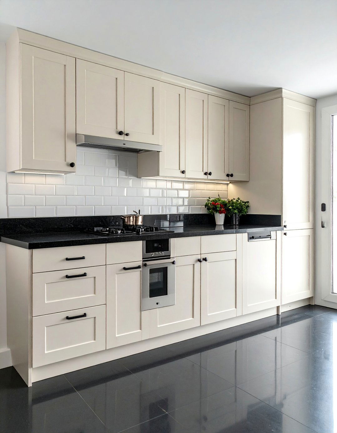 Off white Cabinets with Black Countertops - 15 Off-white Kitchen Cabinets for a Timeless Look