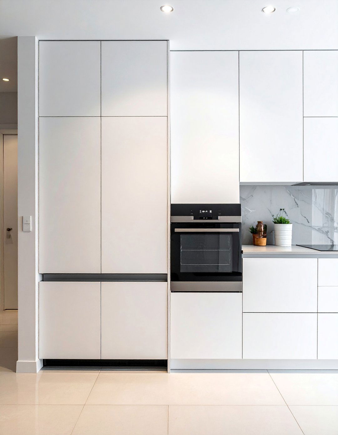 Off white Cabinets with Integrated Appliances - 15 Off-white Kitchen Cabinets for a Timeless Look