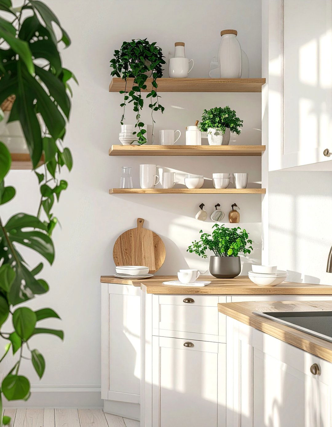 Off white Cabinets with Open Shelving - 15 Off-white Kitchen Cabinets for a Timeless Look