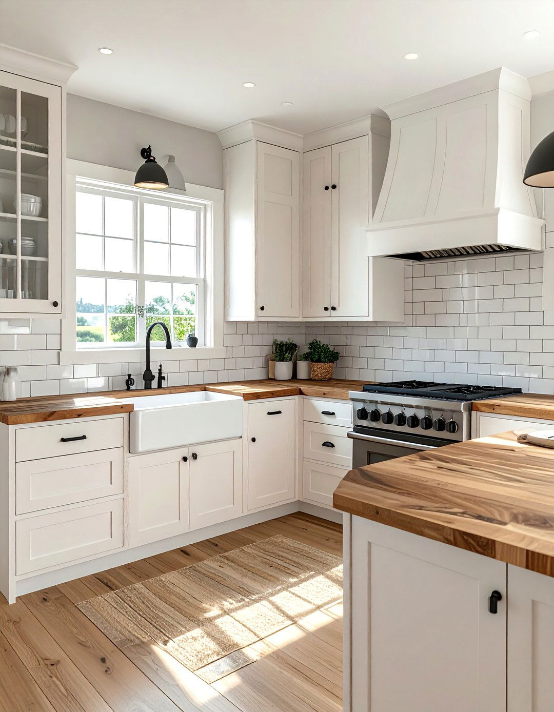 Off white Kitchen Cabinets and Butcher Block Countertops - 15 Off-white Kitchen Cabinets for a Timeless Look