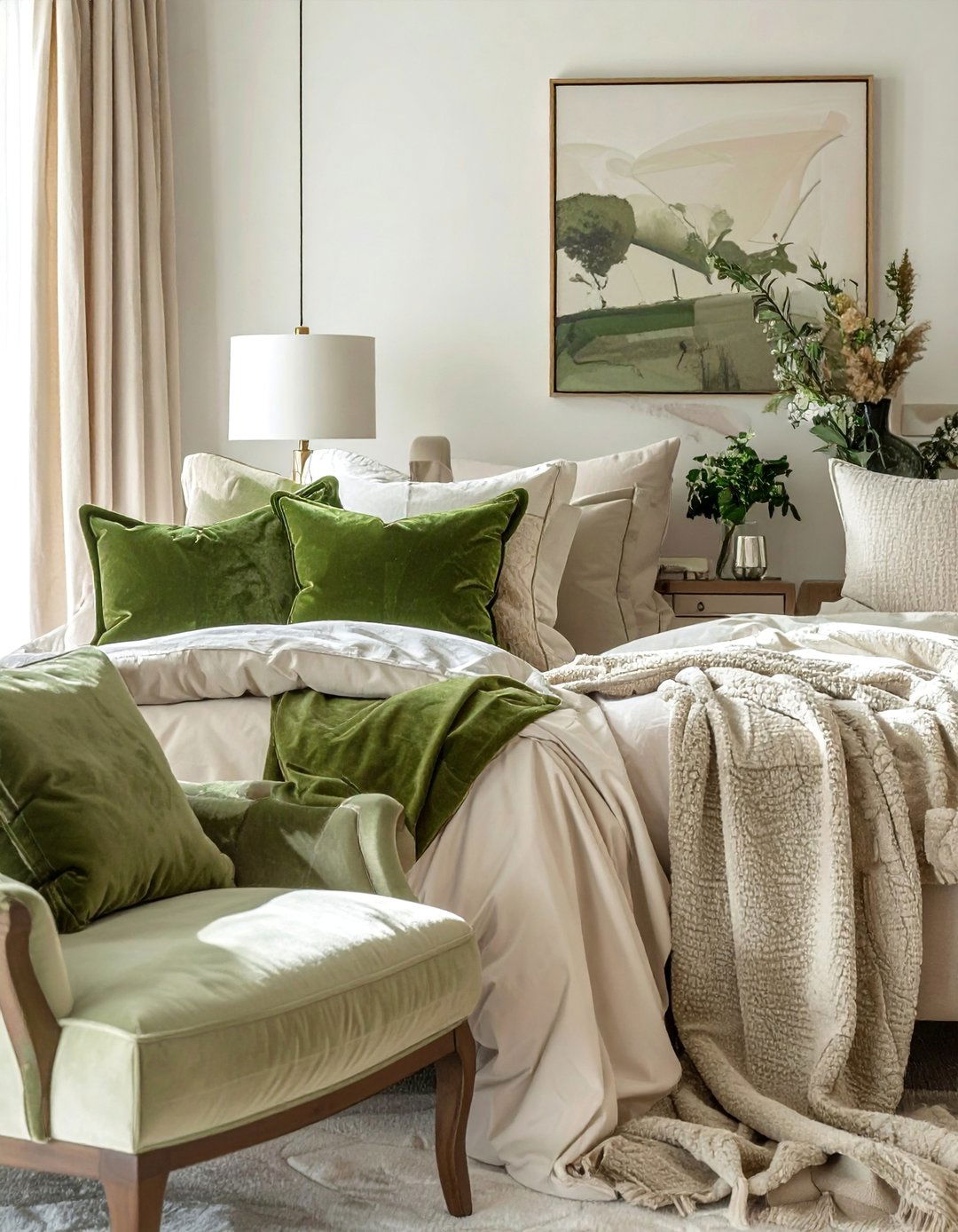 Olive Green Accent Hues - 20 Tuscan Bedroom Ideas for a Warm and Inviting Space
