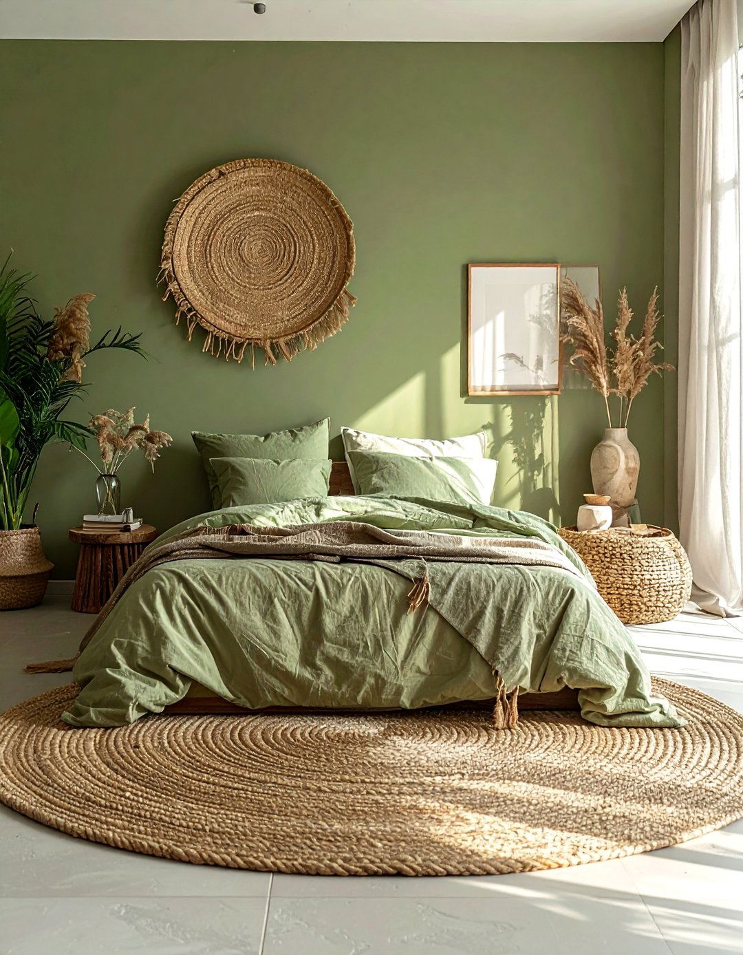 Olive Green Bedroom with Jute and Sisal Rugs - 25 Olive Green Bedroom Ideas for a Sophisticated Look