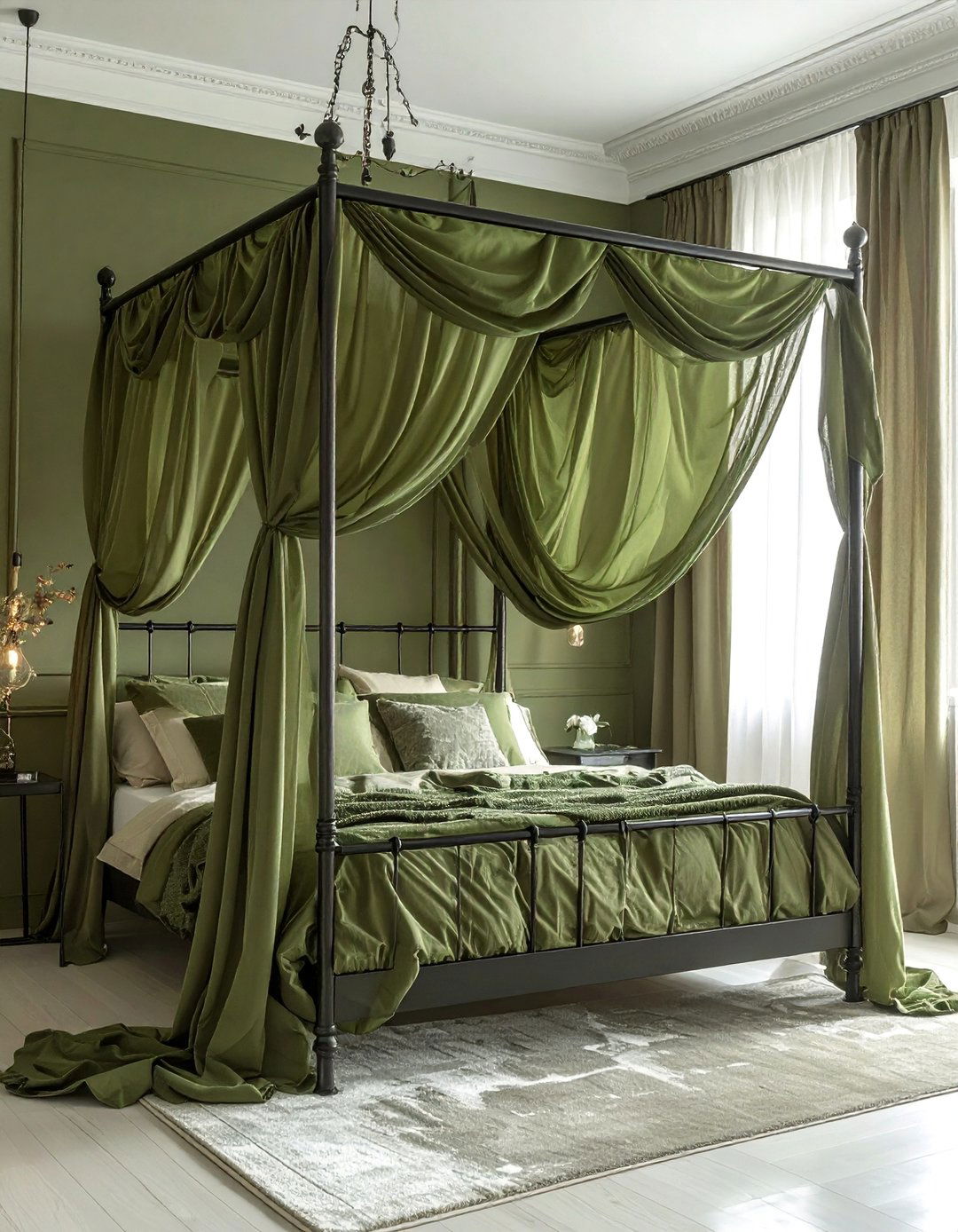 Olive Green Canopy Bed Design - 25 Olive Green Bedroom Ideas for a Sophisticated Look