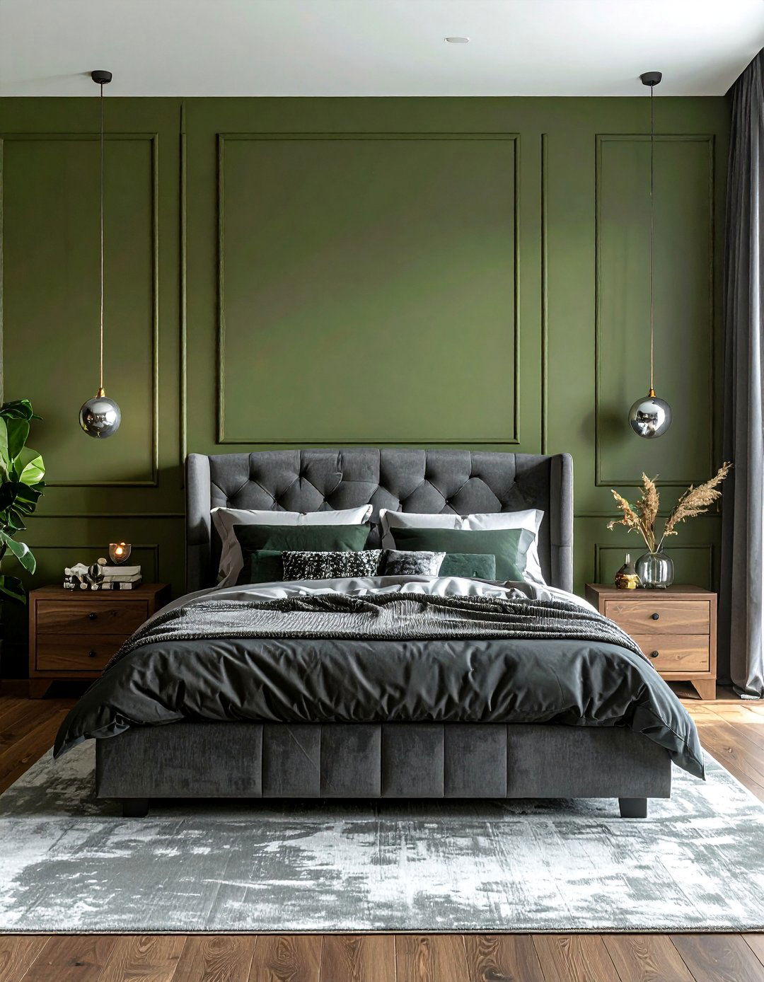 Olive Green and Charcoal Gray Combination - 25 Olive Green Bedroom Ideas for a Sophisticated Look