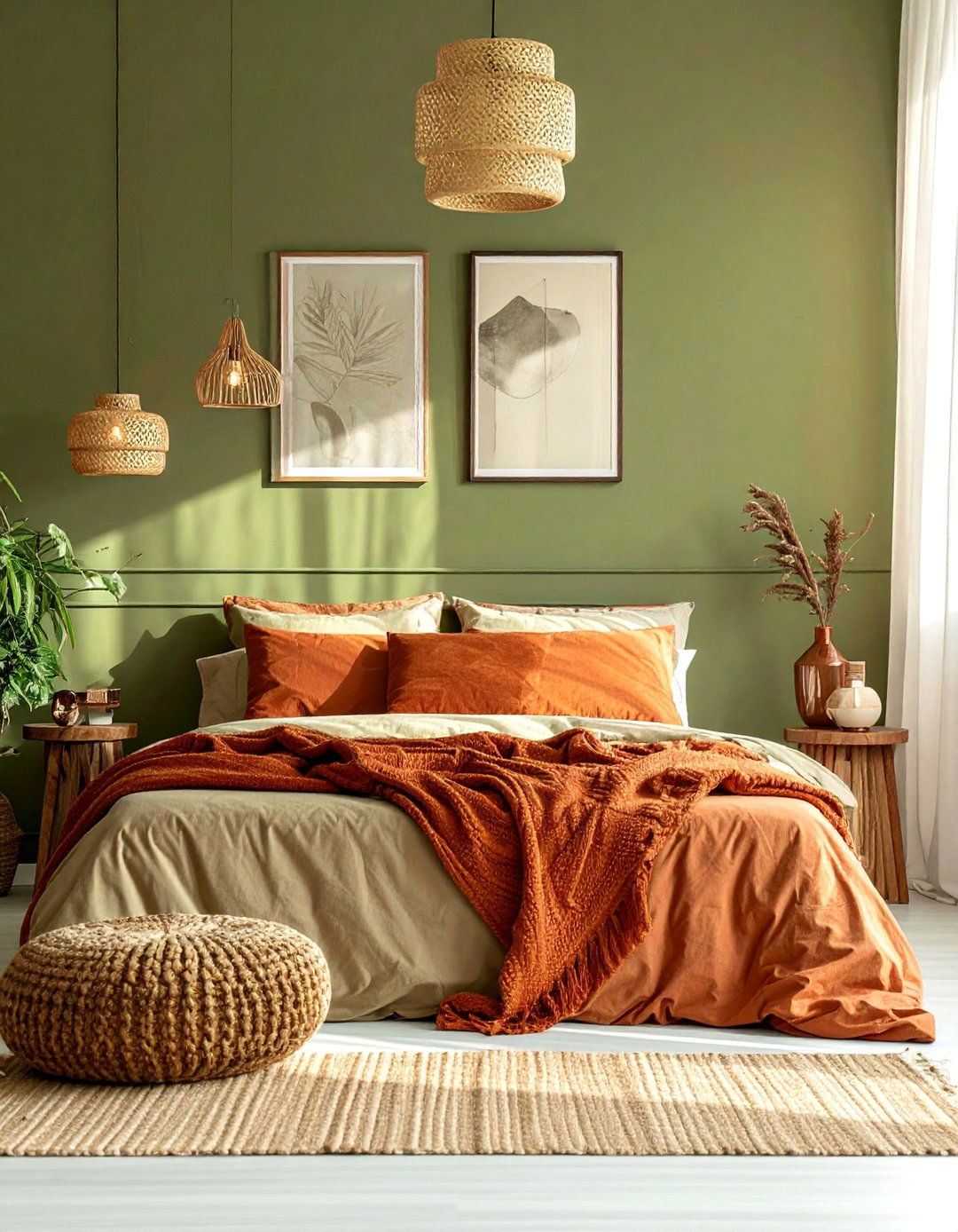 Olive Green and Terracotta Color Combination - 25 Olive Green Bedroom Ideas for a Sophisticated Look