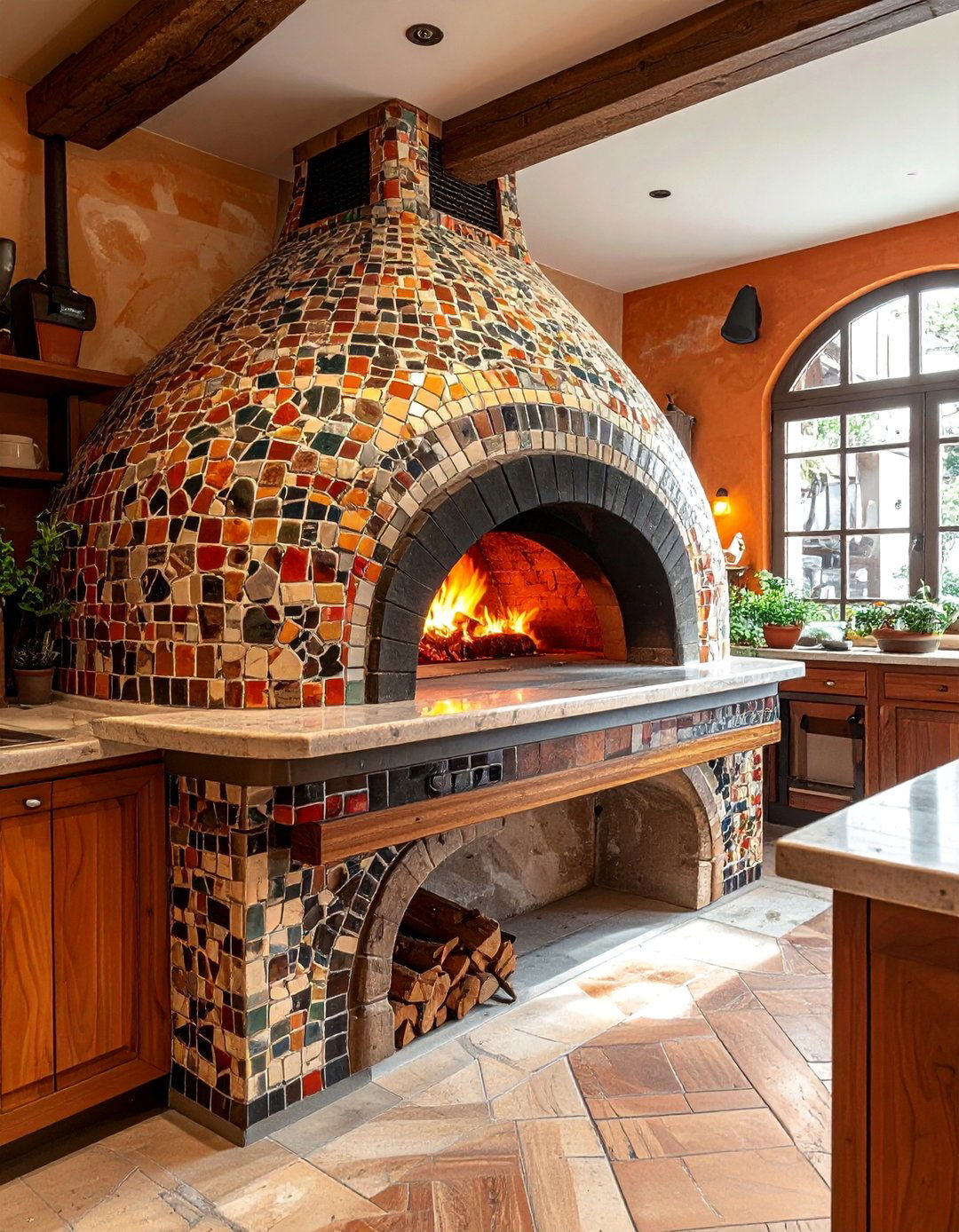 Open Kitchen with a Wood Fired Oven - 20 Italian Restaurant Decor Ideas for an Authentic Ambiance