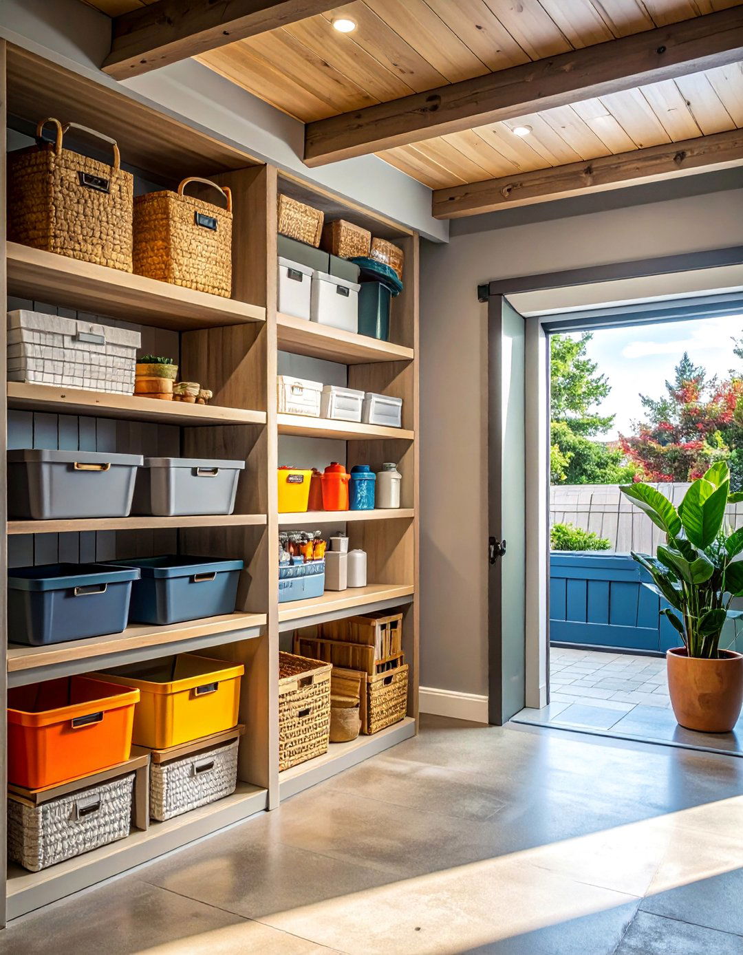 Open Shelving Display Organization - 15 Garage Entryway Ideas for a Functional and Stylish Space