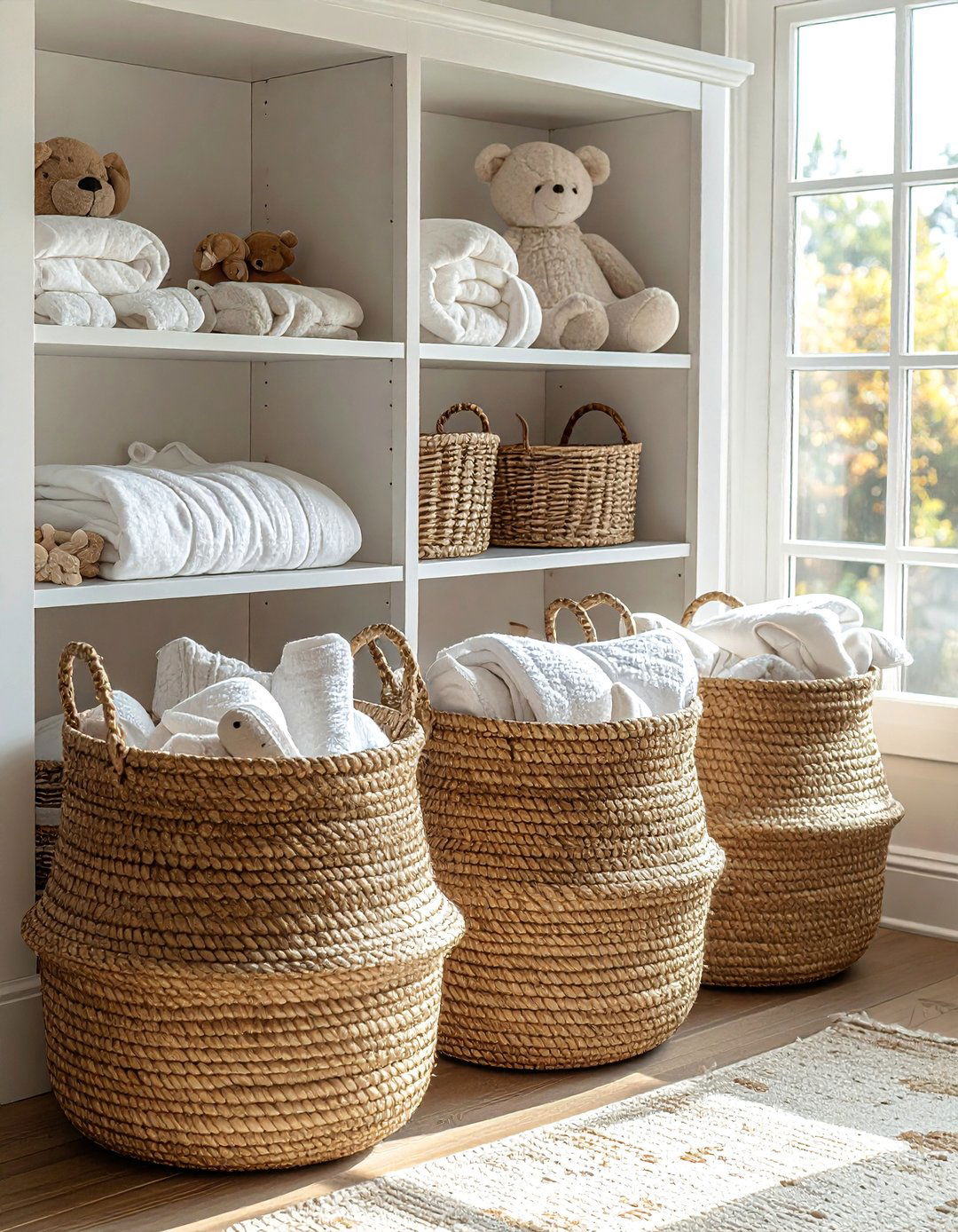 Organizing with Woven Storage Baskets - 15 Farmhouse Nursery Ideas for a Cozy and Charming Space