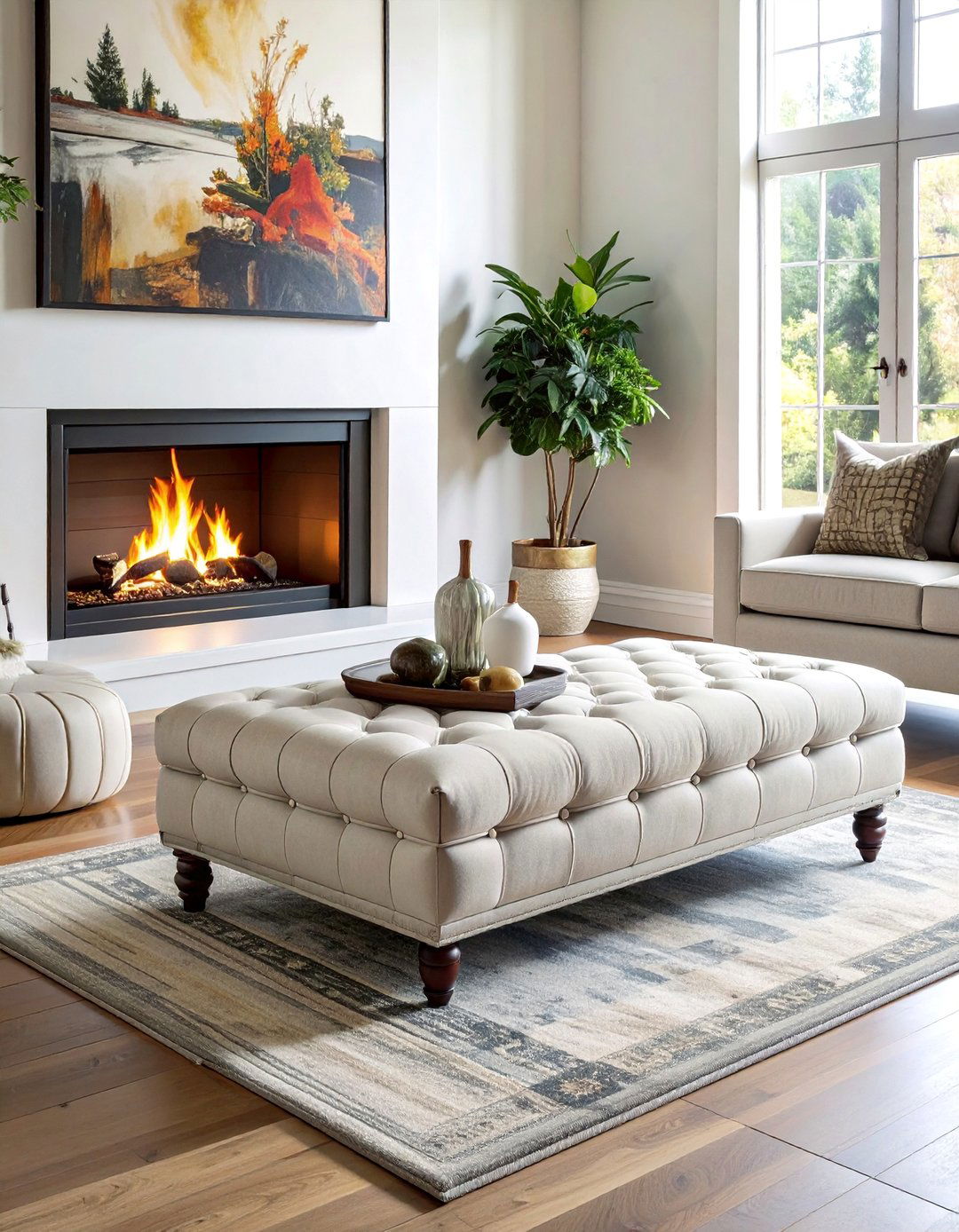 Ottoman Storage Fireplace Benches - 20 Fireplace Bench Ideas to Cozy Up Your Living Room