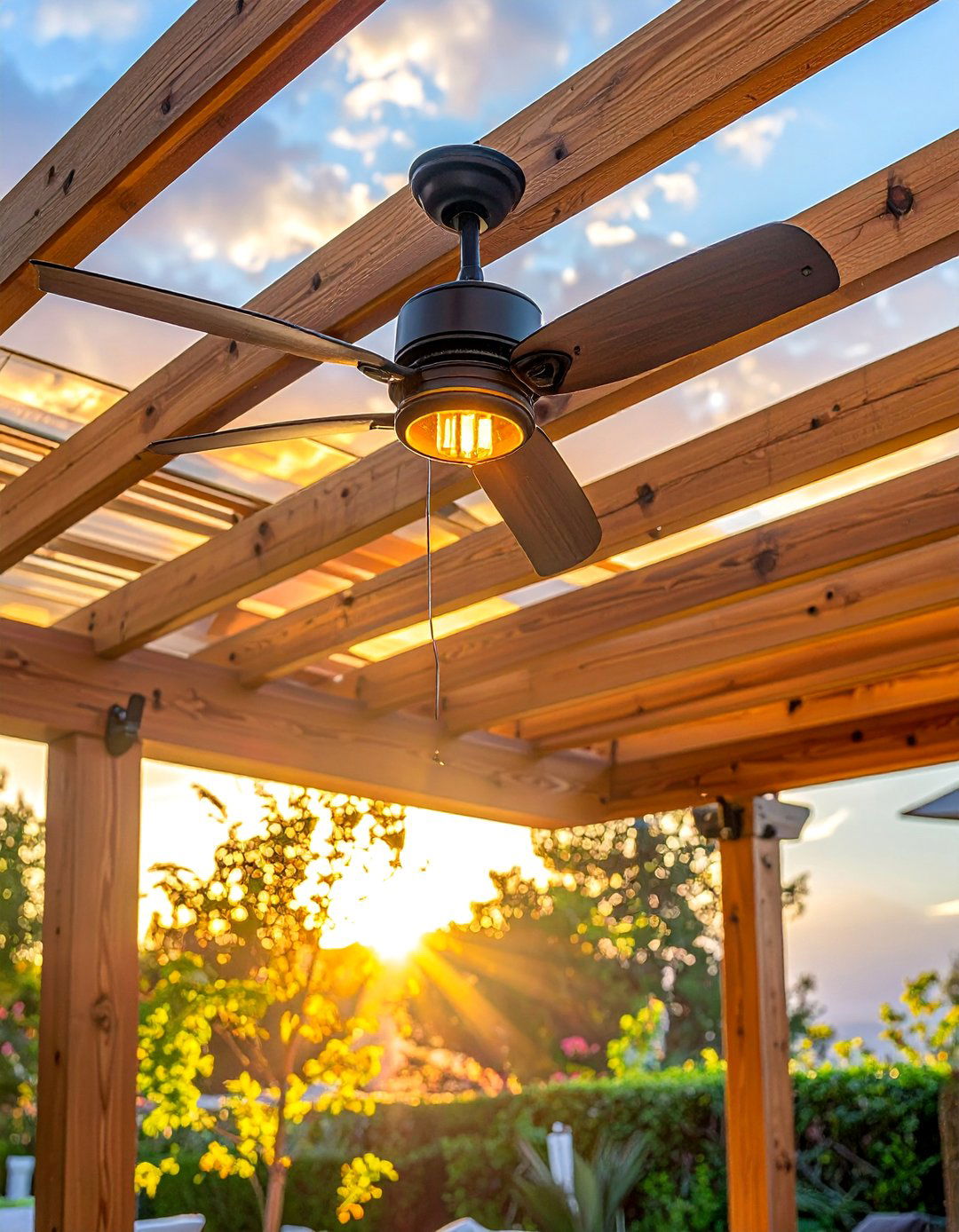 Outdoor Ceiling Fans under Shade Structures - 40 Shade Ideas for Comfortable Outdoor Living Spaces