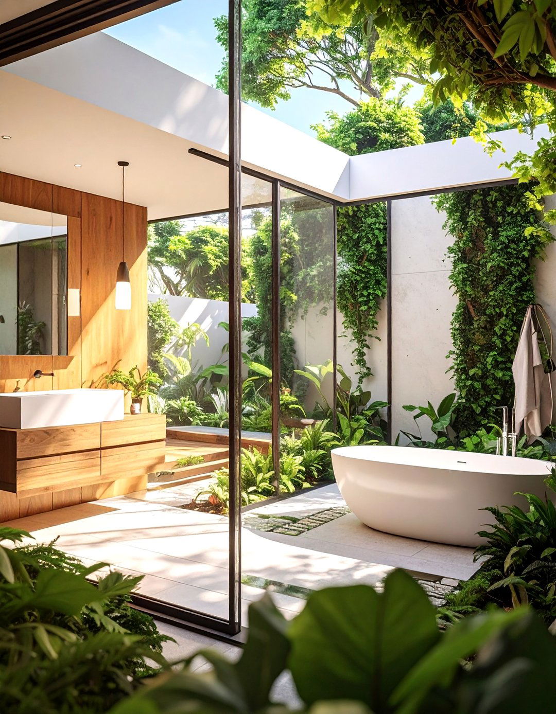 Outdoor Connection Elements - 30 Open Concept Bathroom Ideas for Modern Homes
