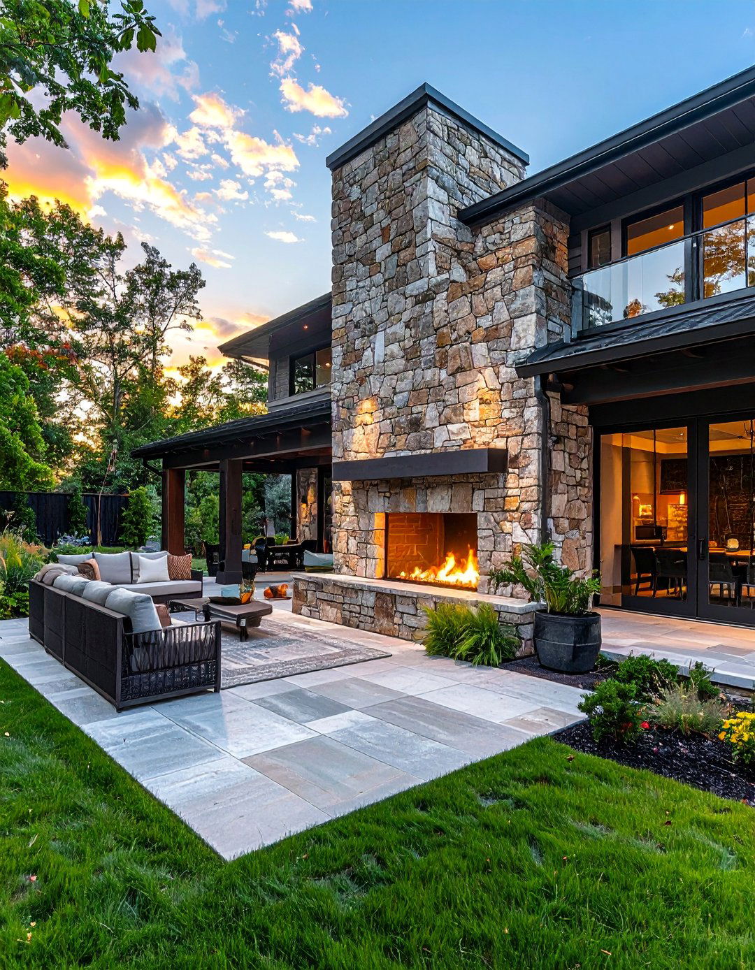 Outdoor Floor to Ceiling Stone Fireplace - 20 Floor-to-Ceiling Stone Fireplace Ideas for a Stunning Focal Point
