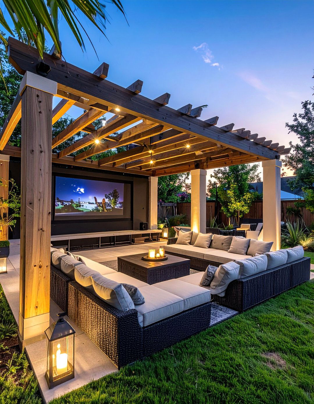 Outdoor Pergola Theater - 40 Small Home Theater Ideas for Movie Nights